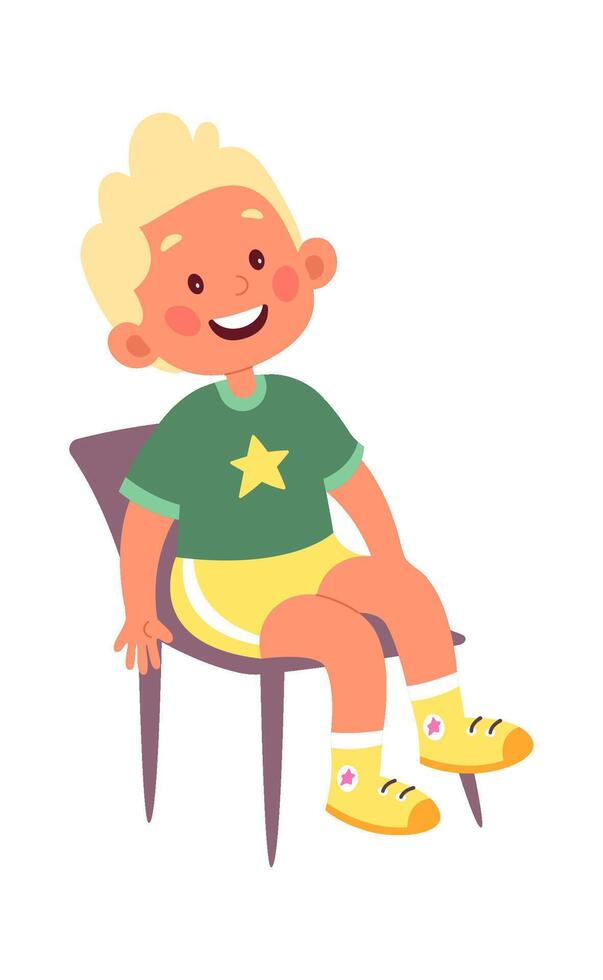 Child Boy Sitting On Chair vector