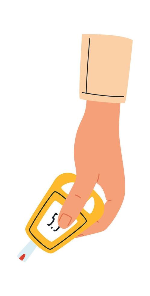 Hand With Glucometer vector