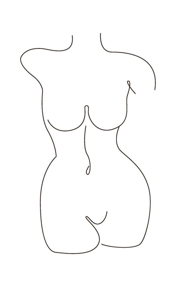 Lined Female Front Body Part vector
