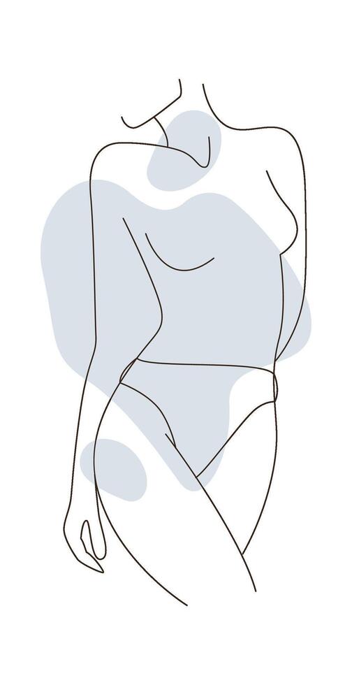 Lined Female Front Body Part Flat Illustration Icon vector
