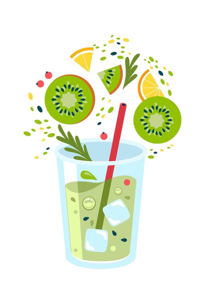 Kiwi And Lemon Cocktail vector