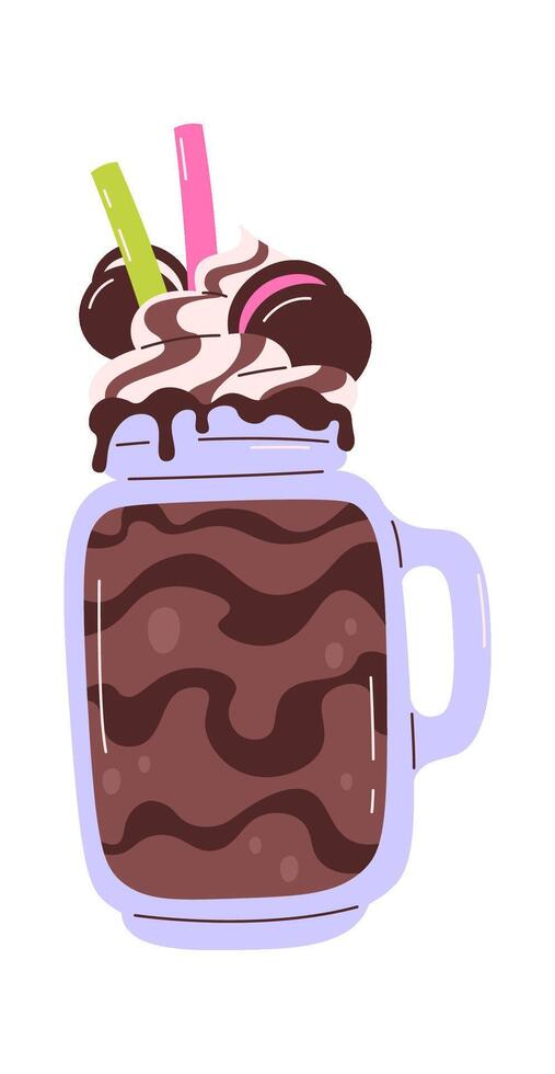 Chocolate Milkshake In Jar vector