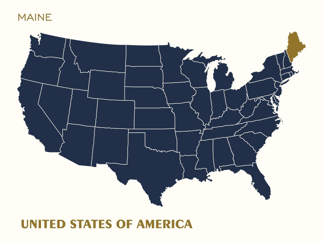 United States map with the state of Maine highlighted vector