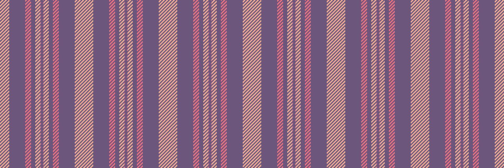 Tracery textile lines, floor seamless pattern fabric. Calm background texture vertical stripe in violet and orange colors. vector