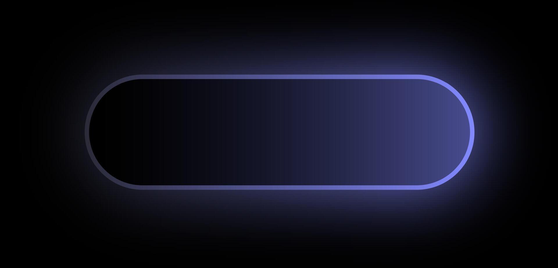 Glowing Neon Rounded Button UI Element with Purple Light Effect on Dark Background. Futuristic Tech Interface Style for App or Web Design. vector