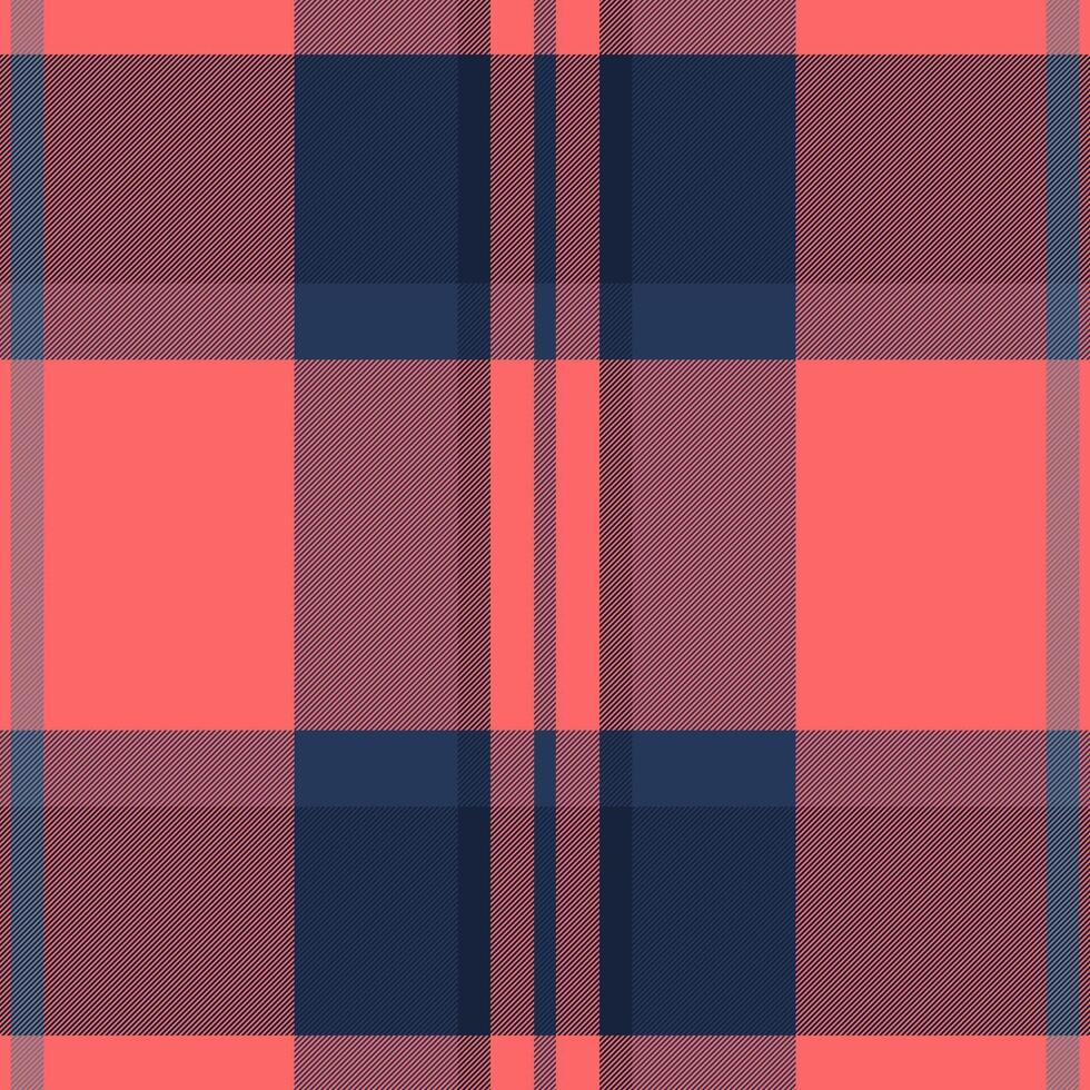 Regular seamless fabric textile, glamor plaid pattern. Customized check tartan background texture in red and dark colors. vector