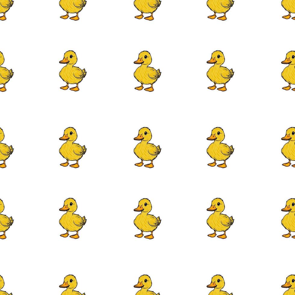 A seamless pattern featuring cute yellow ducklings on a white background, ideal for children's designs or playful themes. vector