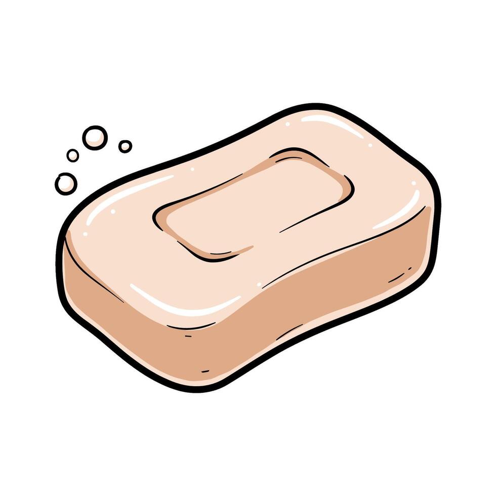 Illustrated bar soap with bubbles. vector