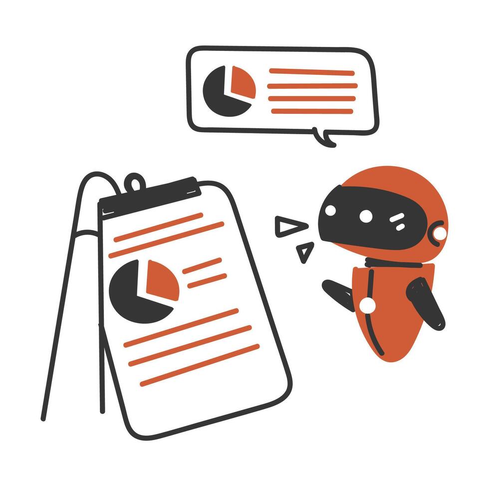 a robot is talking to a person and a document vector