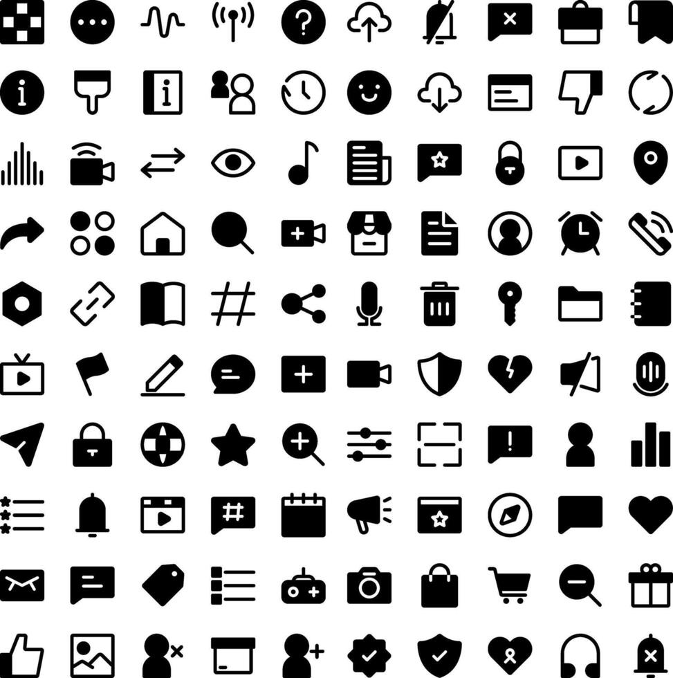 Social Media Communication UI UX Solid Icon Set. For user interface, new application. vector