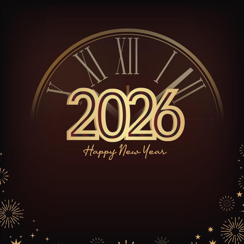 Celebrate 2026 New Year Card Design with Fireworks Sparkler Text vector