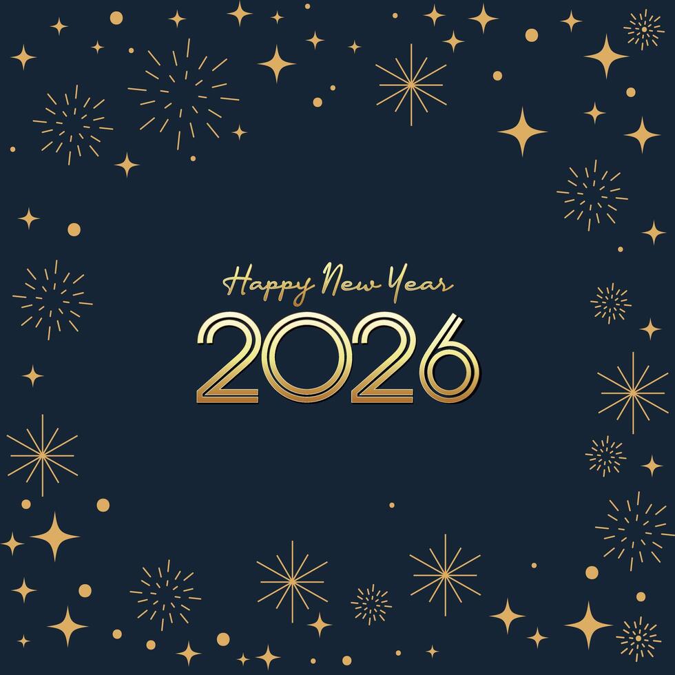 2026 New Year Celebration Card Isolated Fireworks Sparkler Style vector