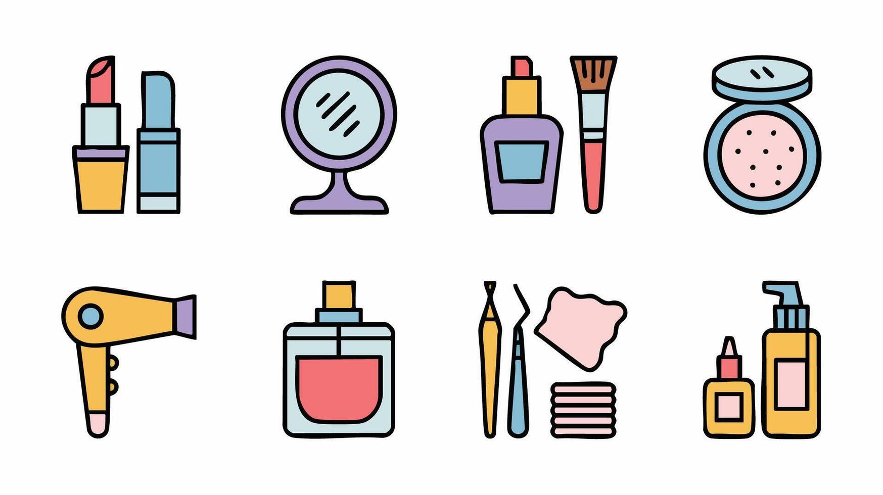 AI Generate Beauty Toolkit Icons for Cosmetics Makeup and Skincare Essentials vector