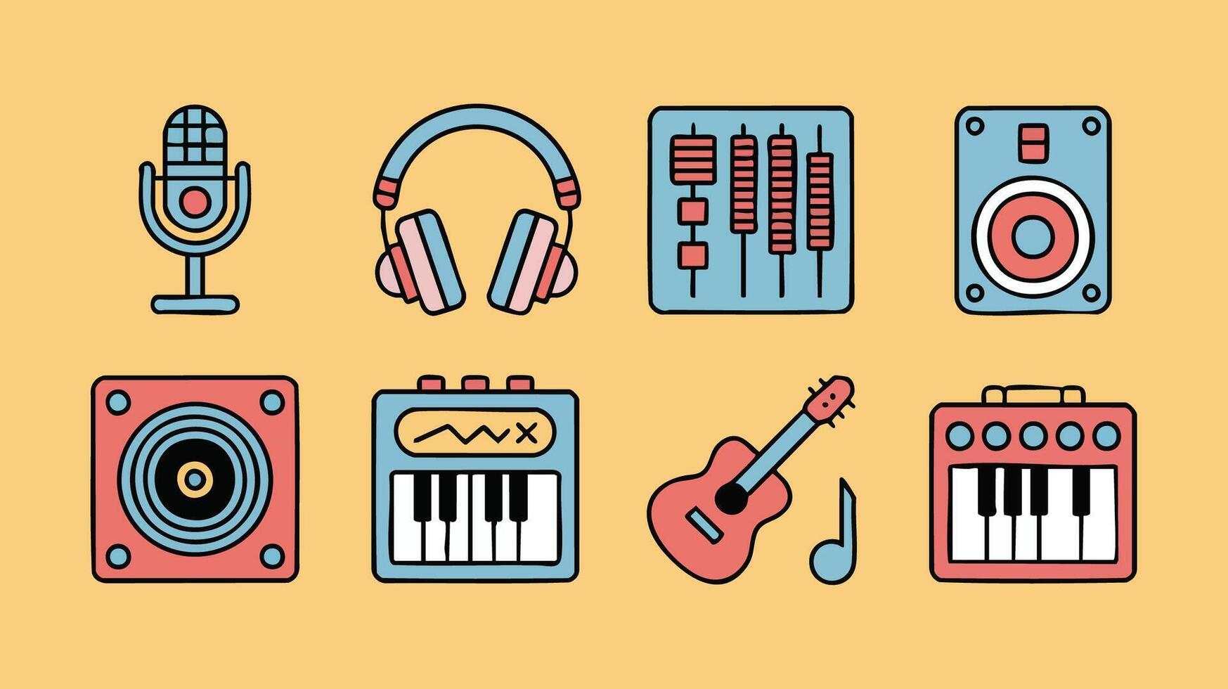 AI Generate Musical Equipment Illustrations for Audio Production and Music Creation vector