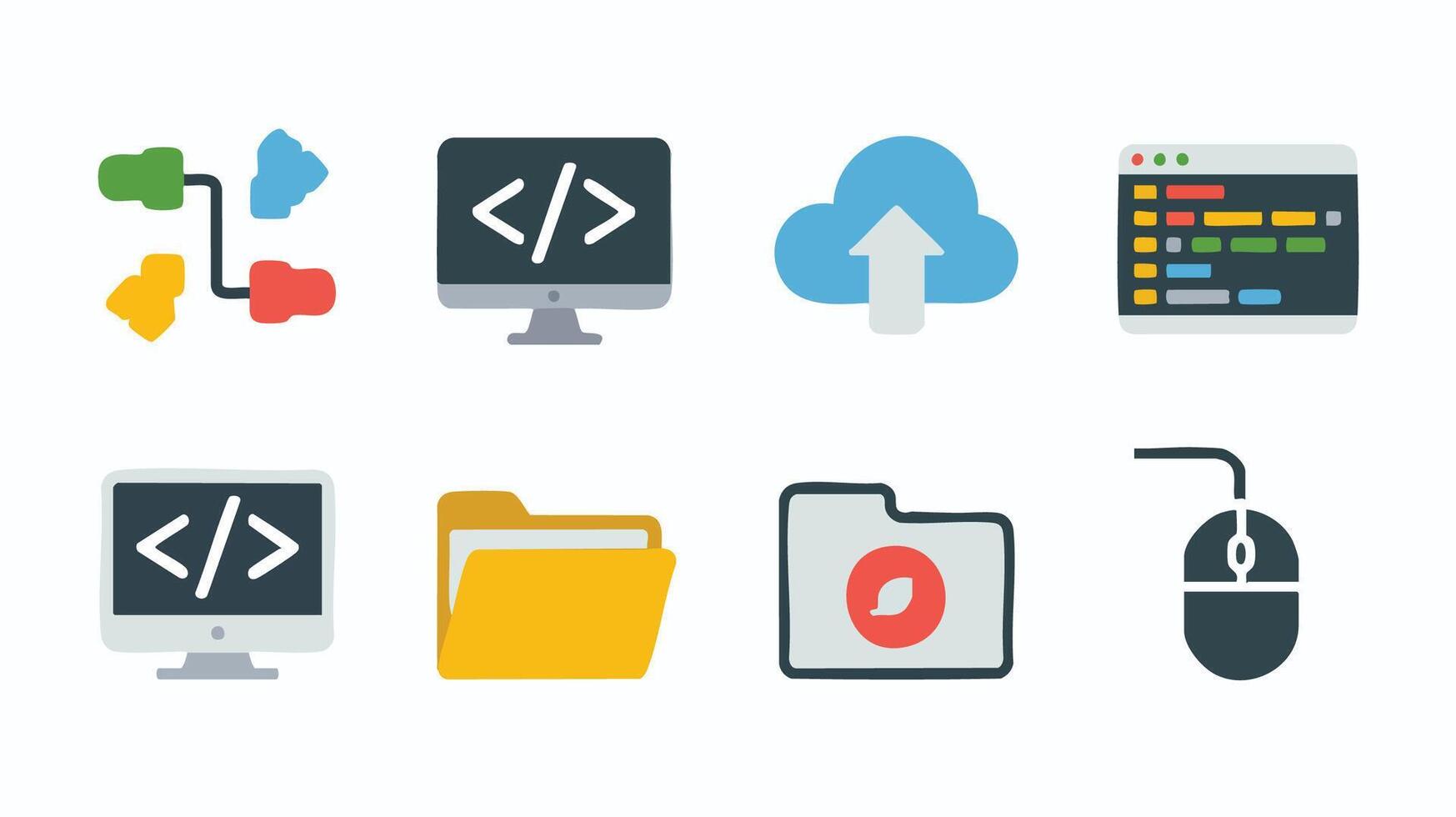 AI Generate Digital Icons for Web Application Development Computer Science Cloud Computing Modern App Design Interface Elements vector