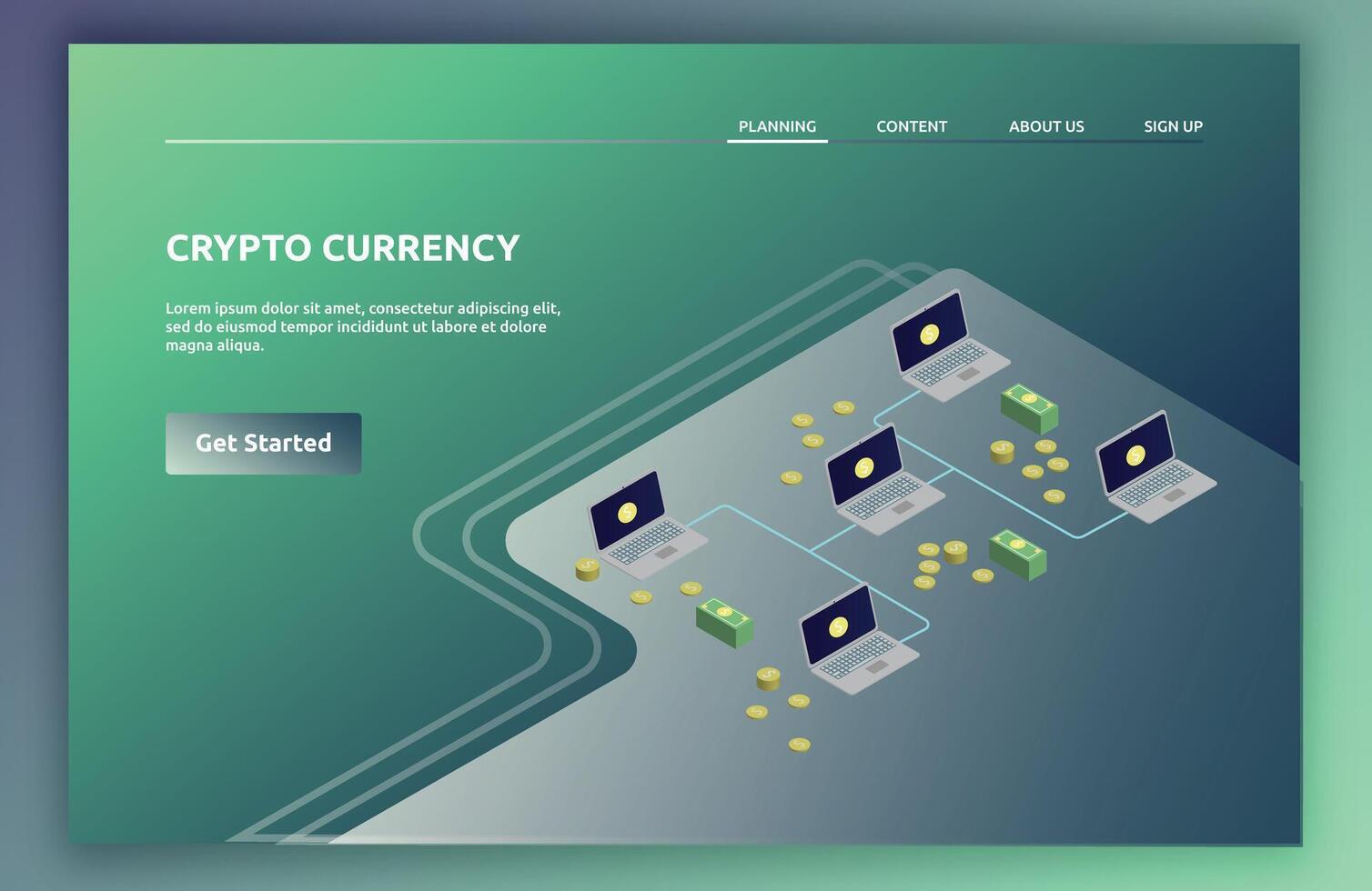 Digital illustration of cryptocurrency concept vector