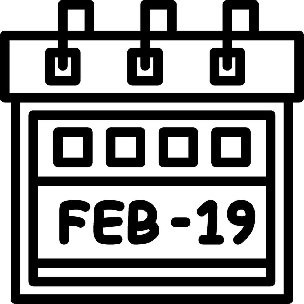 Nineteenth February Linear Style Icon vector