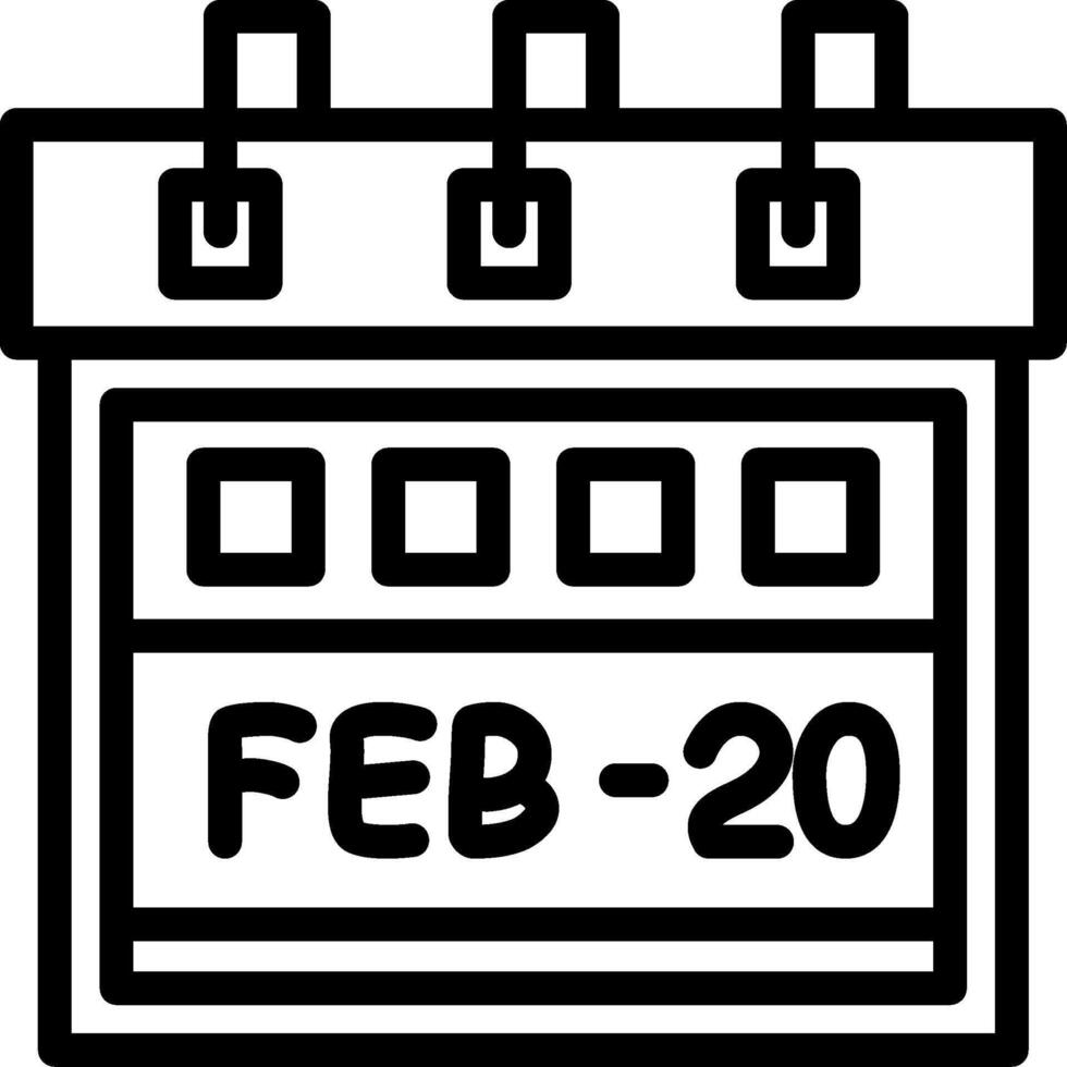 Twentieth February Linear Style Icon vector