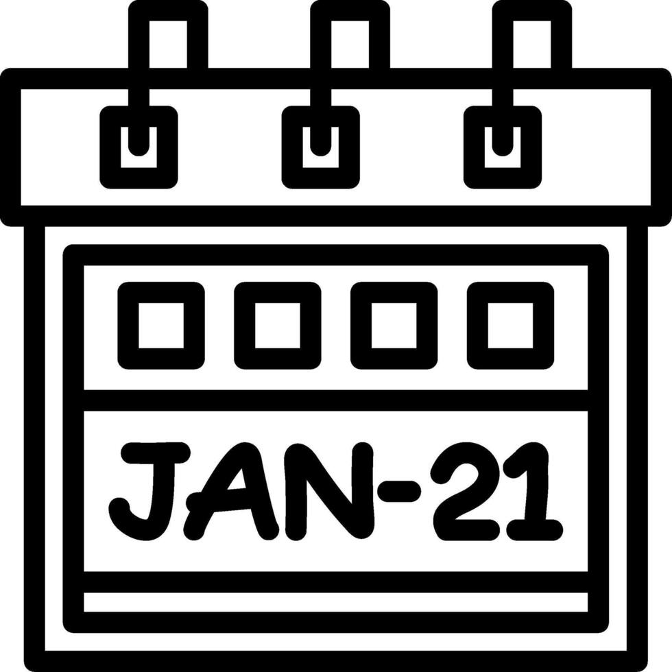 Twenty-First January Linear Style Icon vector