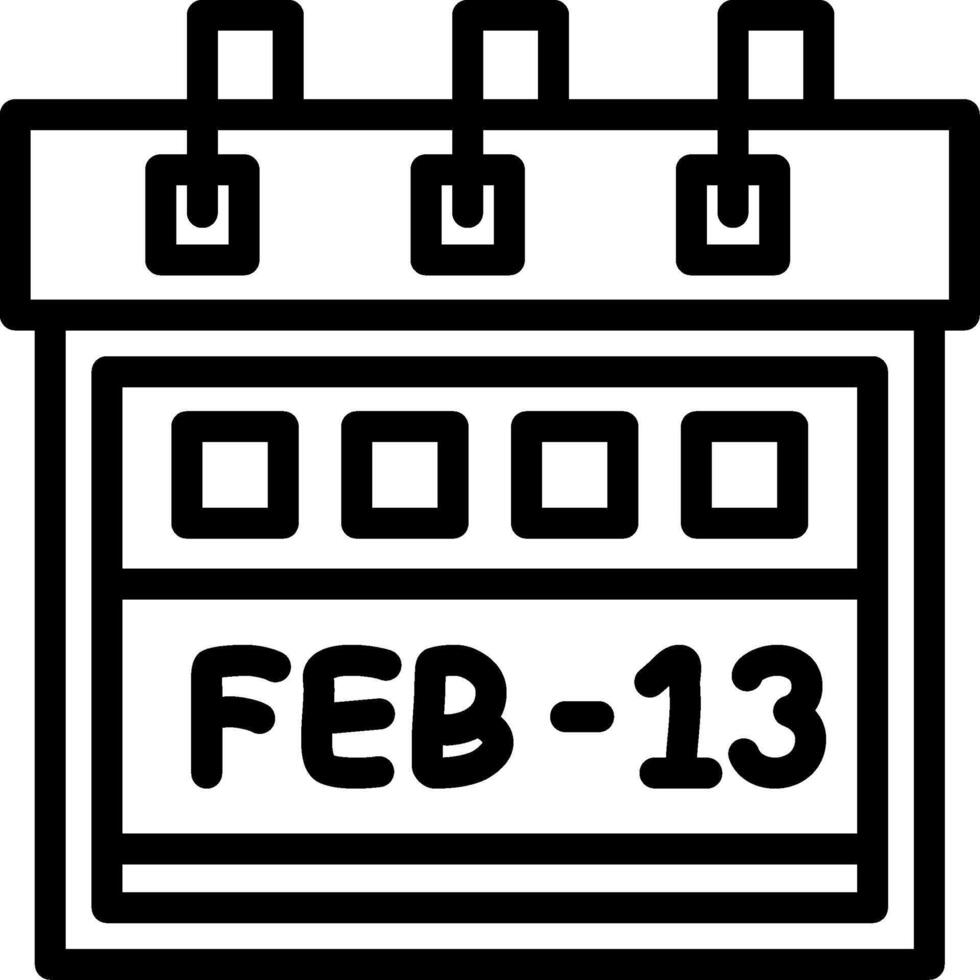 Thirteenth February Linear Style Icon vector