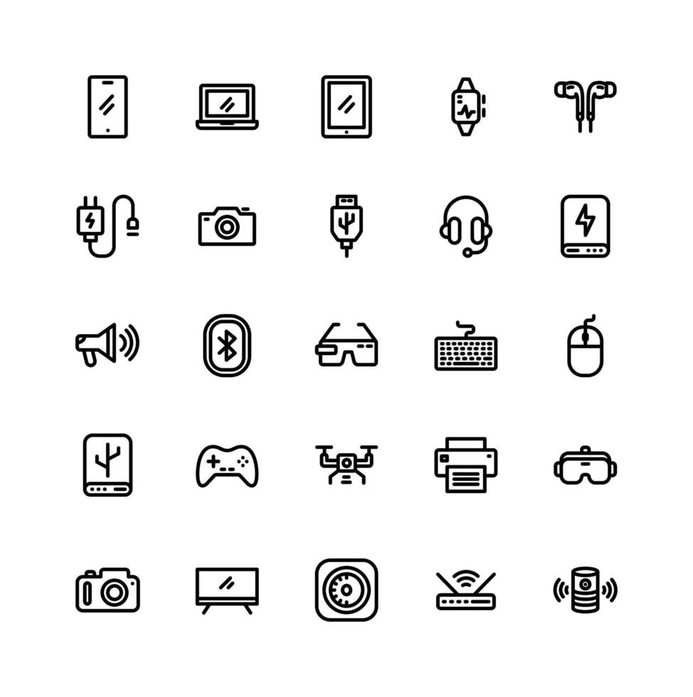 Tech Gadgets thin line icon pack vector
