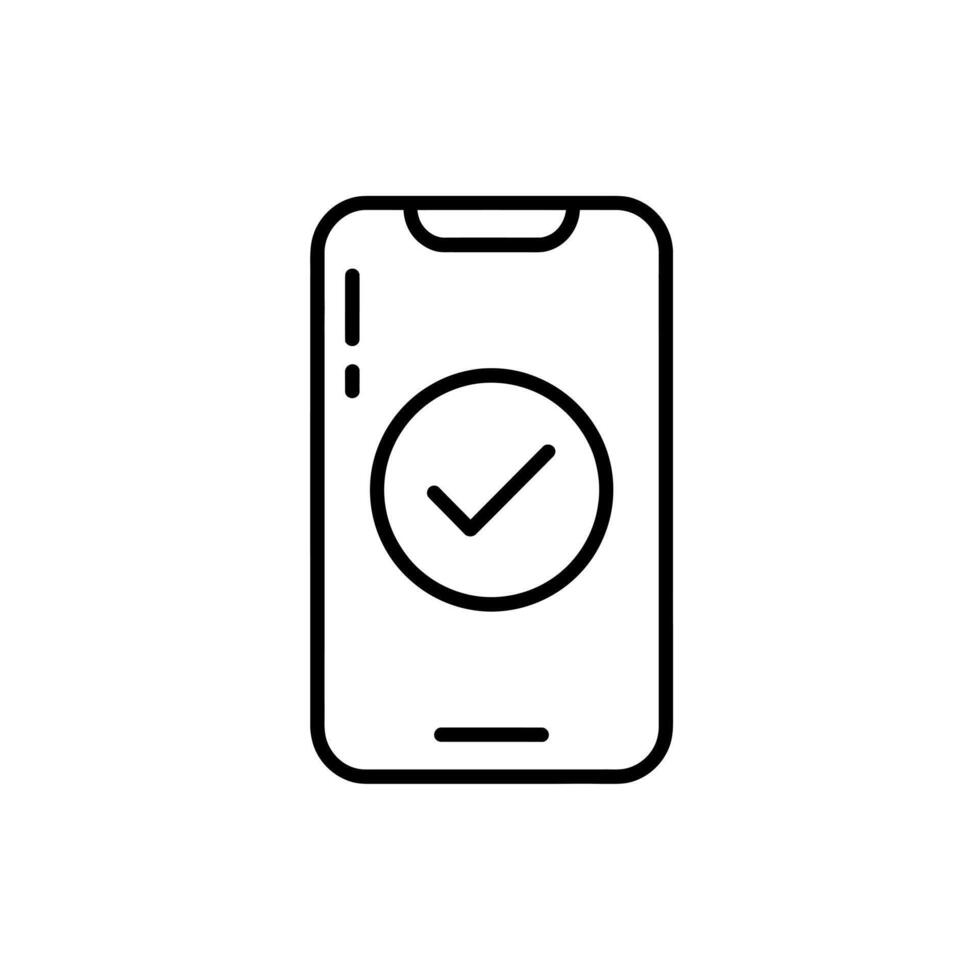Mobile Phone Displaying a Check Mark Designating Approval and Task Completion Successfully vector