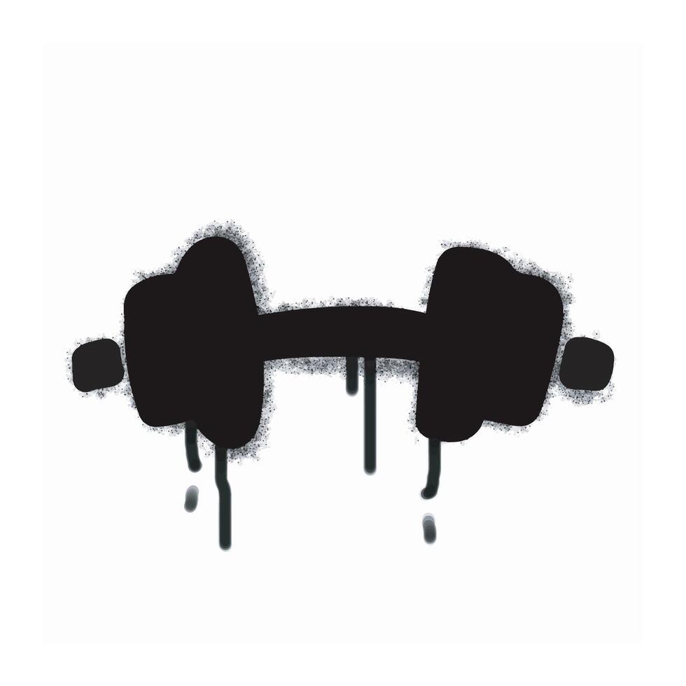 Spray-on graffiti dumbbell icon isolated on a white background. Spray-on graffiti dumbbell icon in black on white. vector