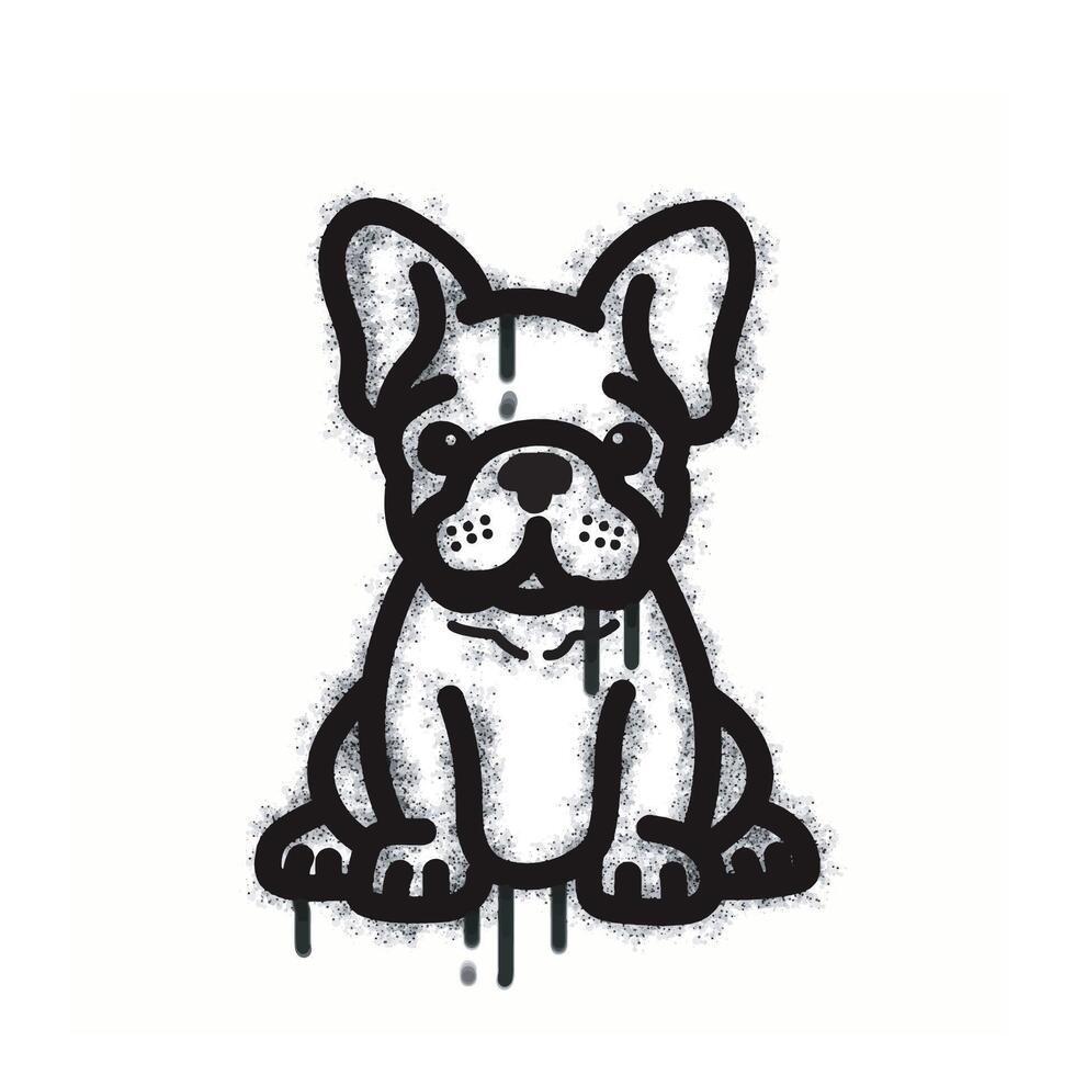 A graffiti bulldog icon with a spray can isolated on a white background. A graffiti bulldog icon with a spray can in black on white vector
