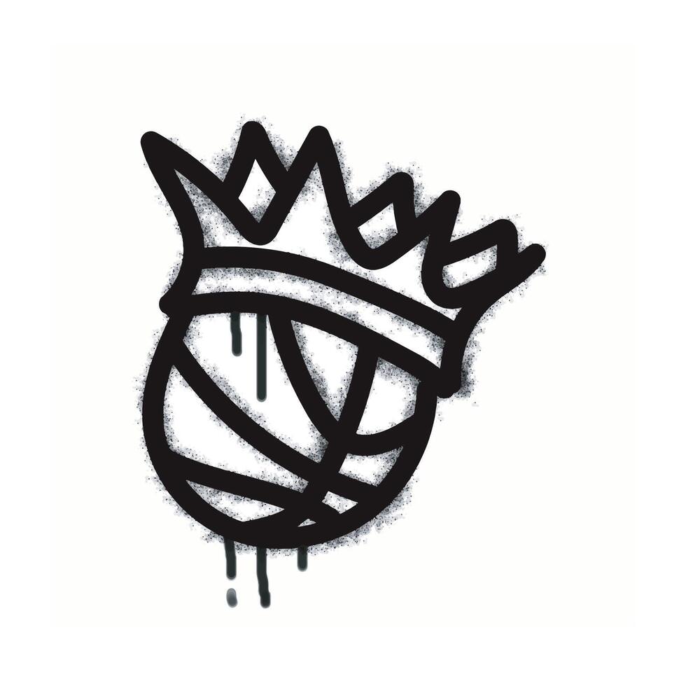 A graffiti basketball crown icon with a spray can isolated on a white background. A graffiti basketball crown icon with a spray can in black on white. vector