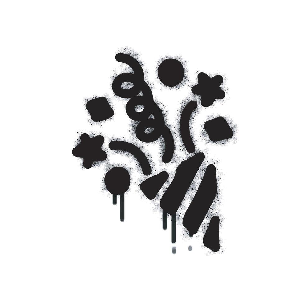 Graffiti confetti spray icon isolated on a white background. Graffiti confetti icon with spray in black on white. vector