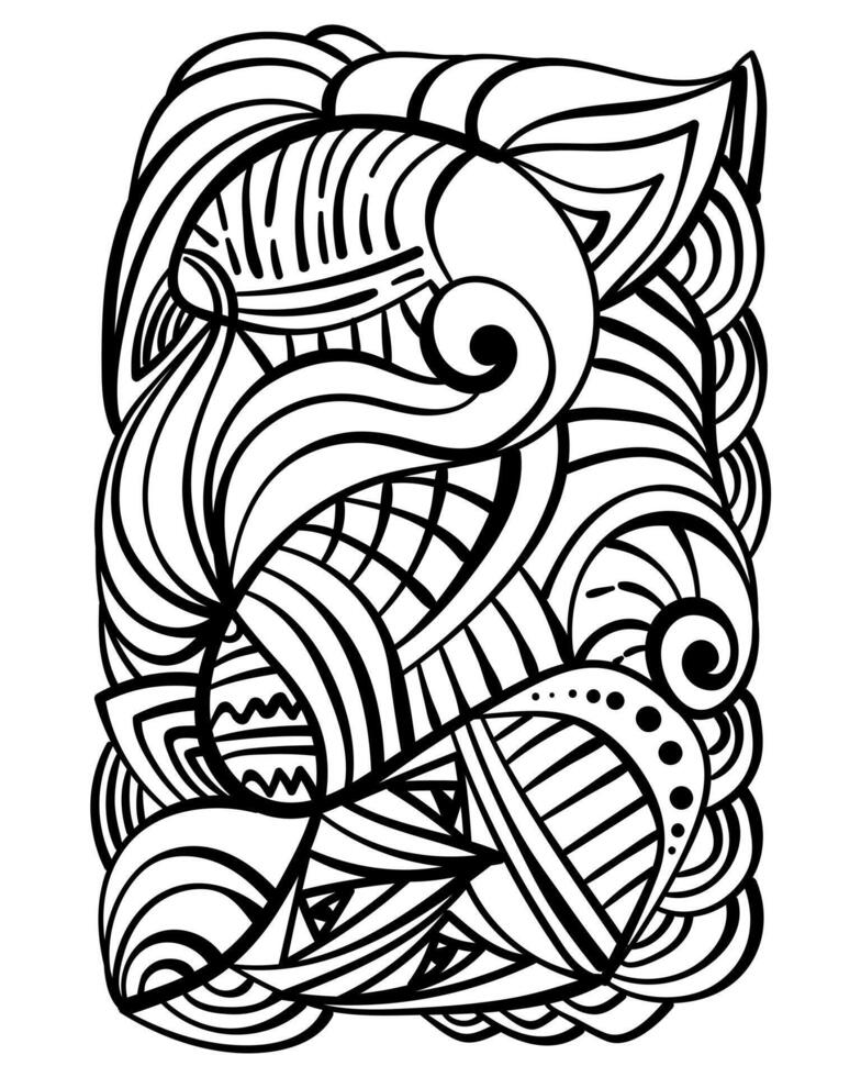 Abstract coloring page with curlicues and doodle motifs, patterned element for colouring or making metaphorical cards vector