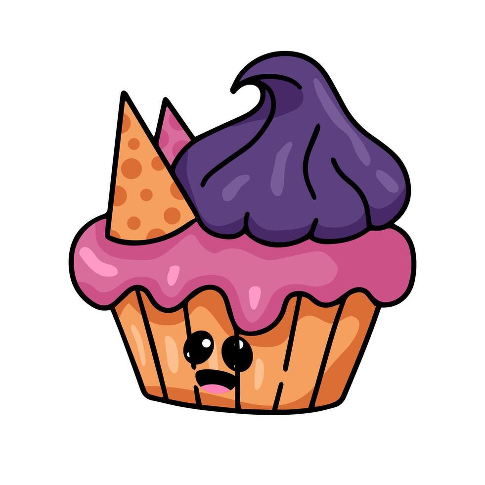 Funny Cupcakes with Halloween Toppings vector