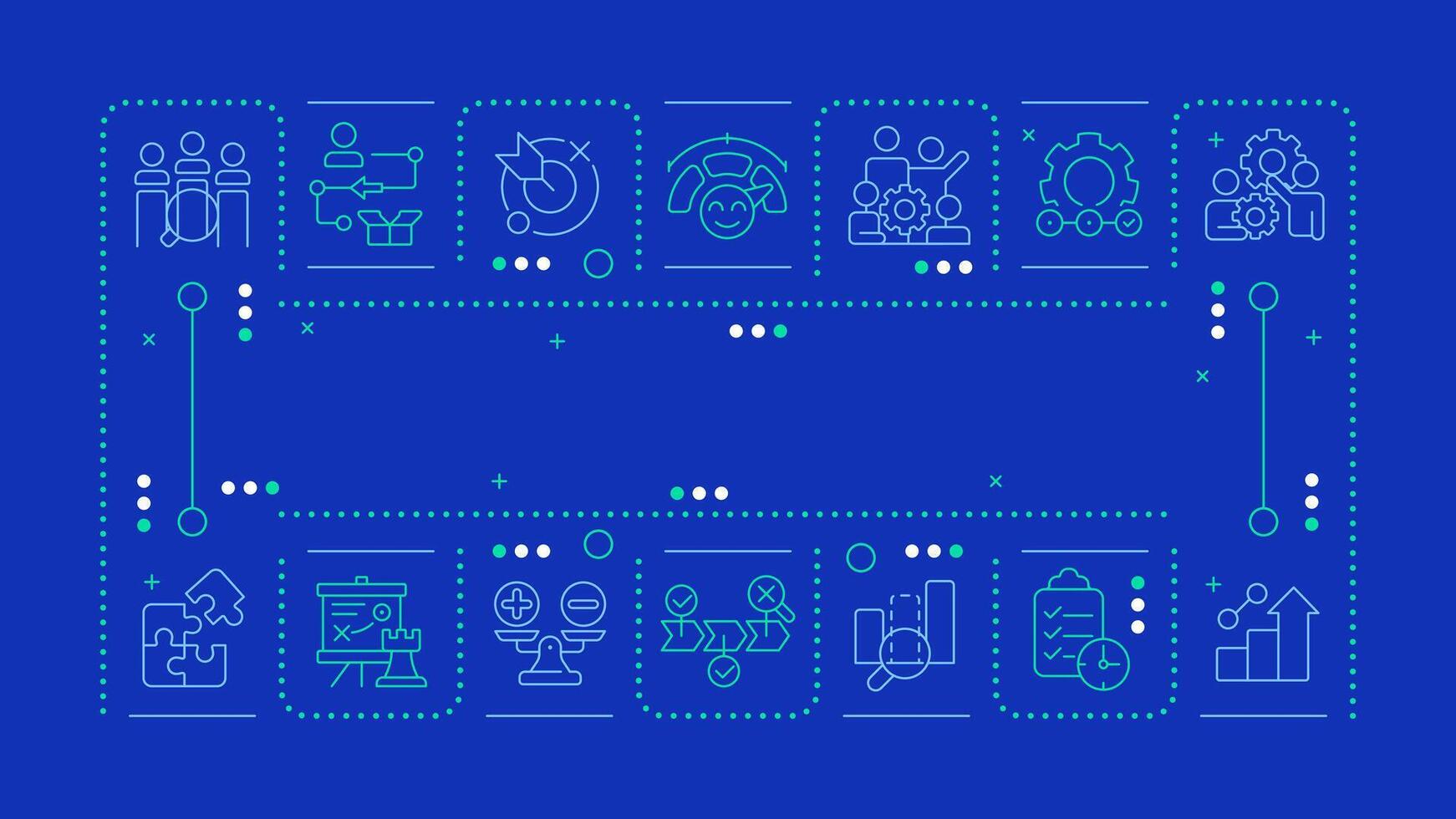 Gap analysis dark blue word concept. Research differences in organization performance. Business. Horizontal image. Headline text surrounded by editable outline icons vector