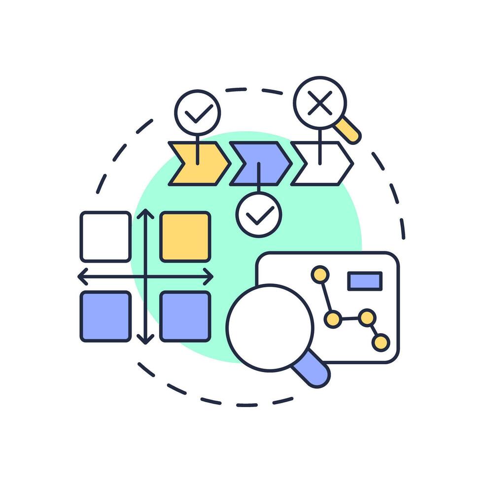 SWOT analysis multi color concept icon. Strengths, weaknesses, opportunities and threats. Gap evaluation tool. Round shape line illustration. Abstract idea. Graphic design. Easy to use in blog post vector
