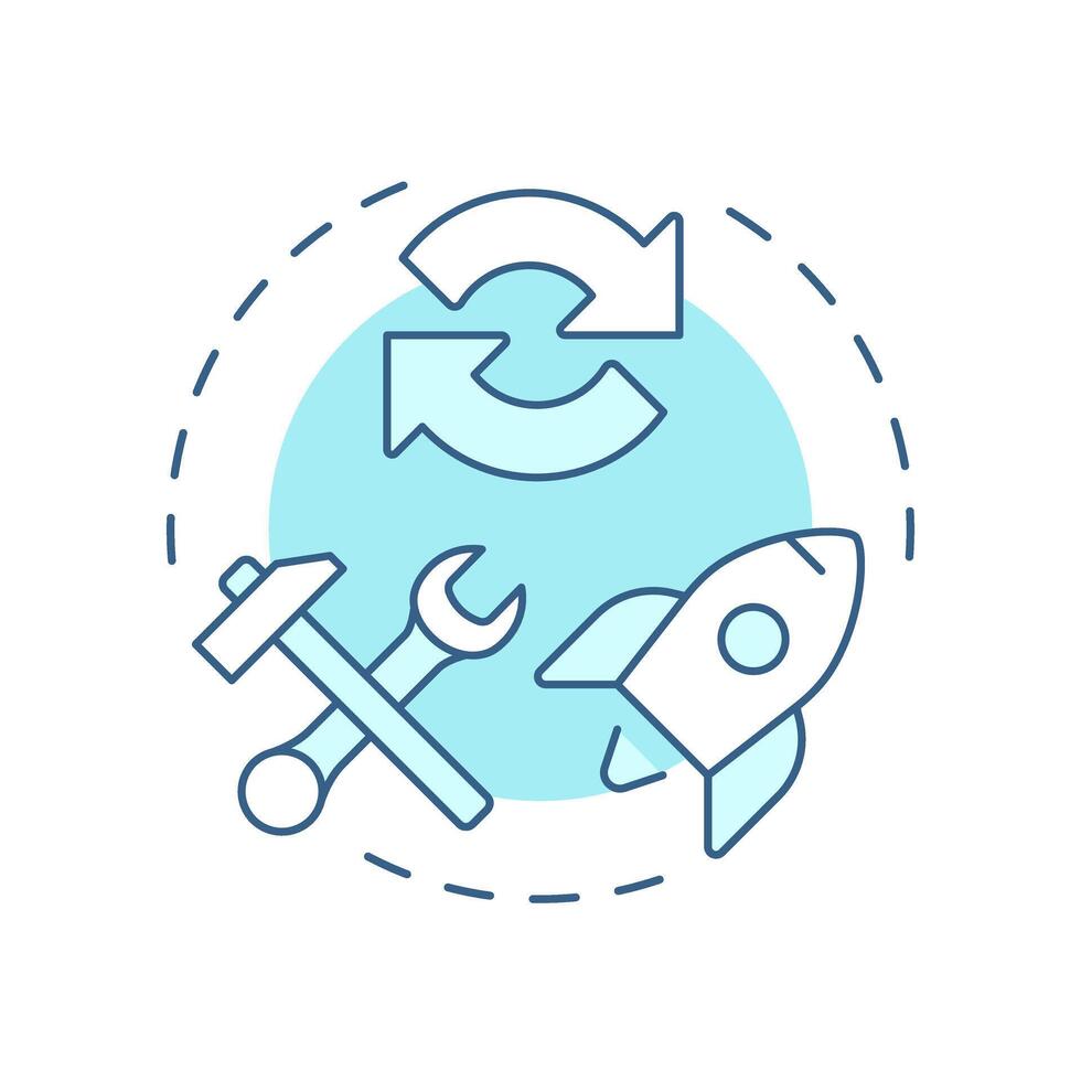 Change system soft blue concept icon. Active transitional stage. Lewin change management model. Business development. Round shape line illustration. Abstract idea. Graphic design. Easy to use vector