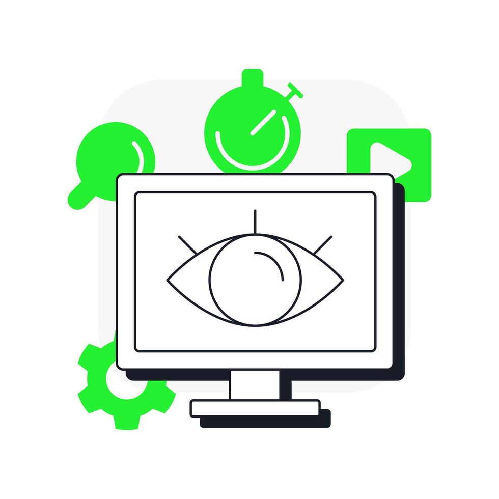 Monitoring flat outline concept icon. Tracking of company performance. Step in capacity management processes. Modern line illustration with green glyphs. Conceptual visual. Easy to edit vector