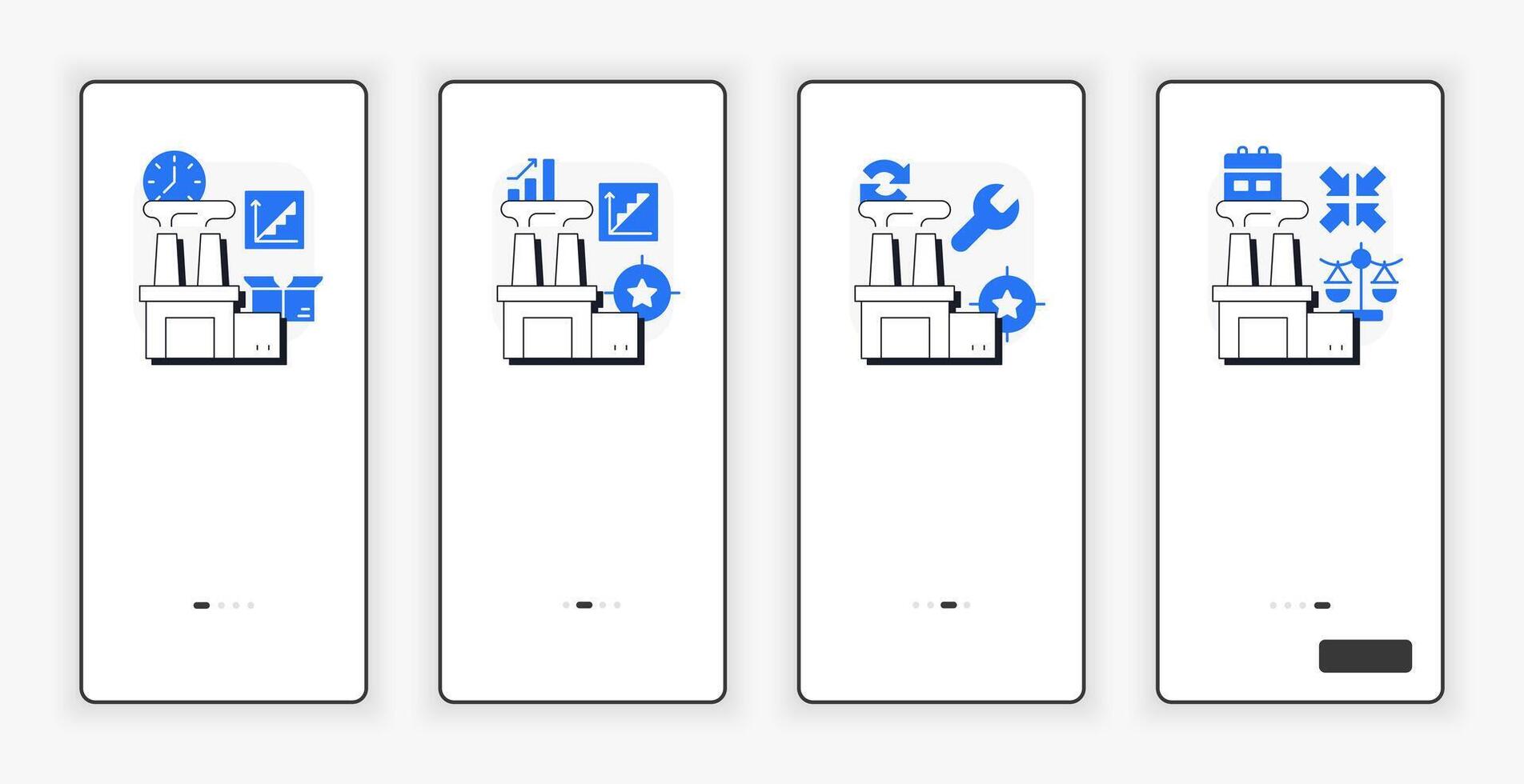 Capacity management strategies mobile onboarding screen. Productivity improvement UX UI illustration. Flat outline style icons with blue accent vector