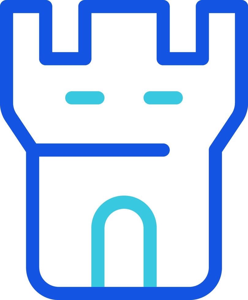 Castle tower colorful line ui icon. Fortress defense. Medieval architecture, watchtower. Ancient building, protection. Isolated duotone linear symbol. User interface element, pixel perfect vector