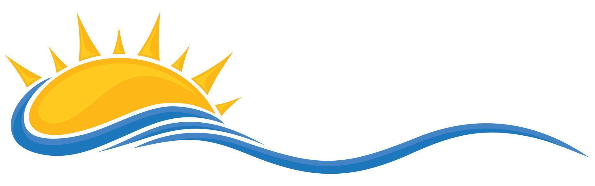 The Dawn sun with wave. vector