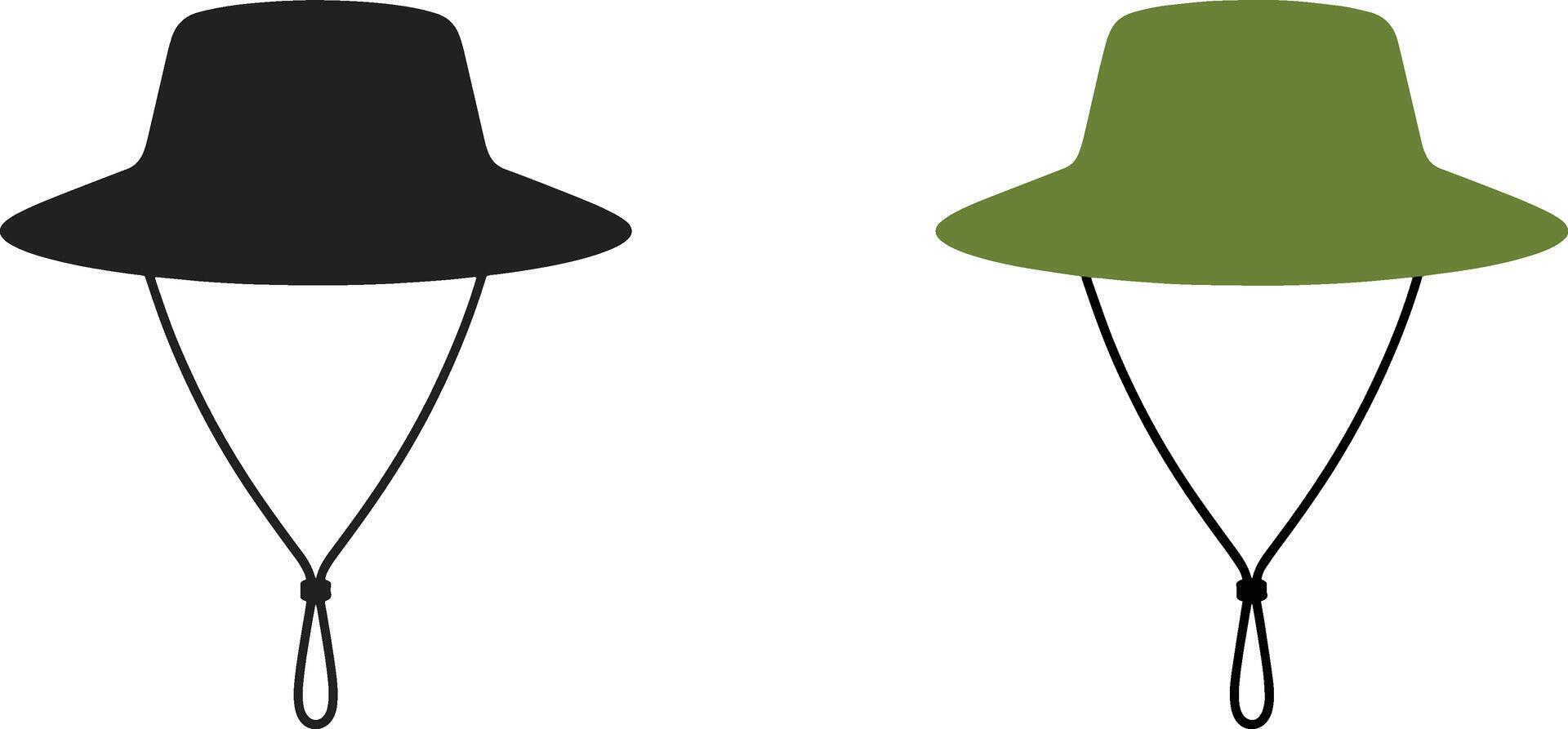 Two hats with lanyards on them vector