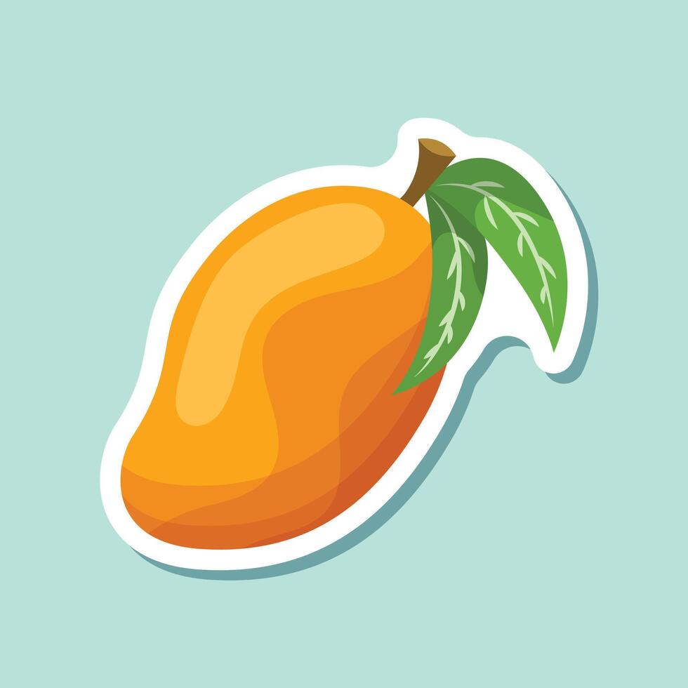 A sticker of a mango on a blue background vector