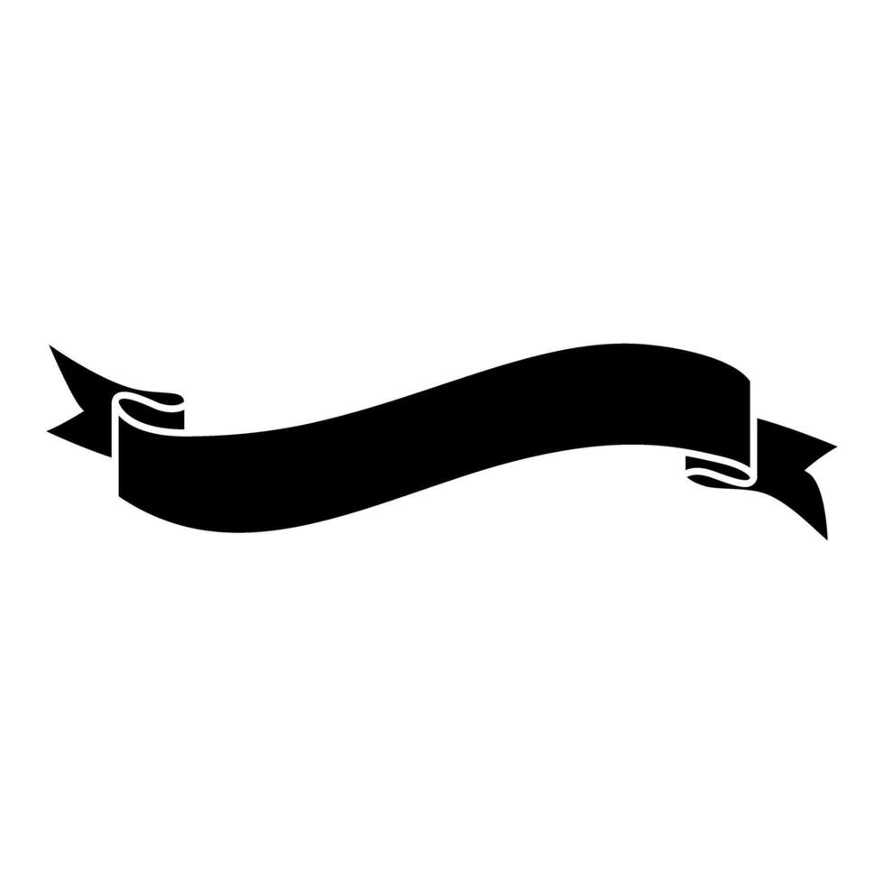 decorative ribbon web icon over white background, silhouette style, illustration. Banner symbol. vector