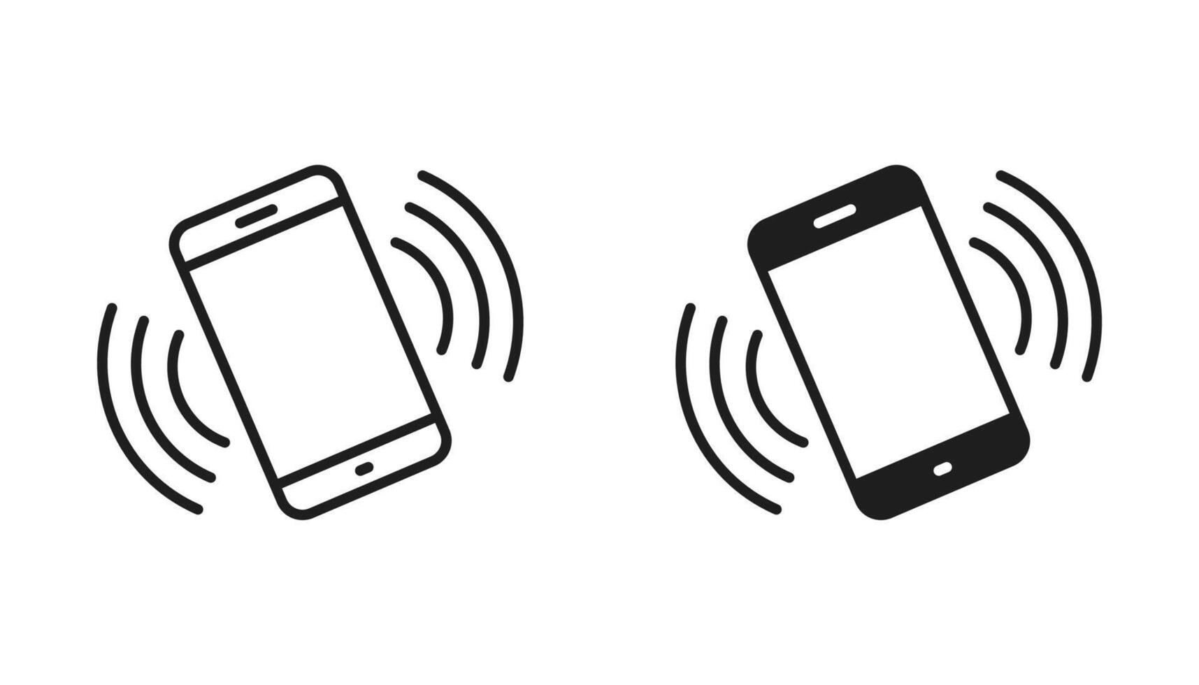 Phone vibrating sign symbol. Vibration mode icon. Mobile phone vibrating icon, black and white sign vector