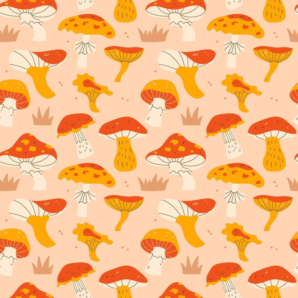 Colorful mushroom pattern design vector