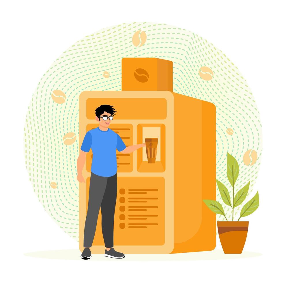 Person with coffee machine illustration vector