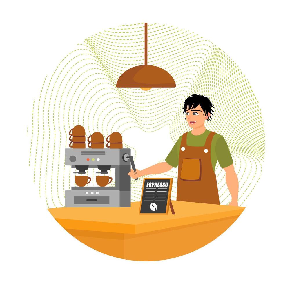 Barista preparing espresso in cafe vector