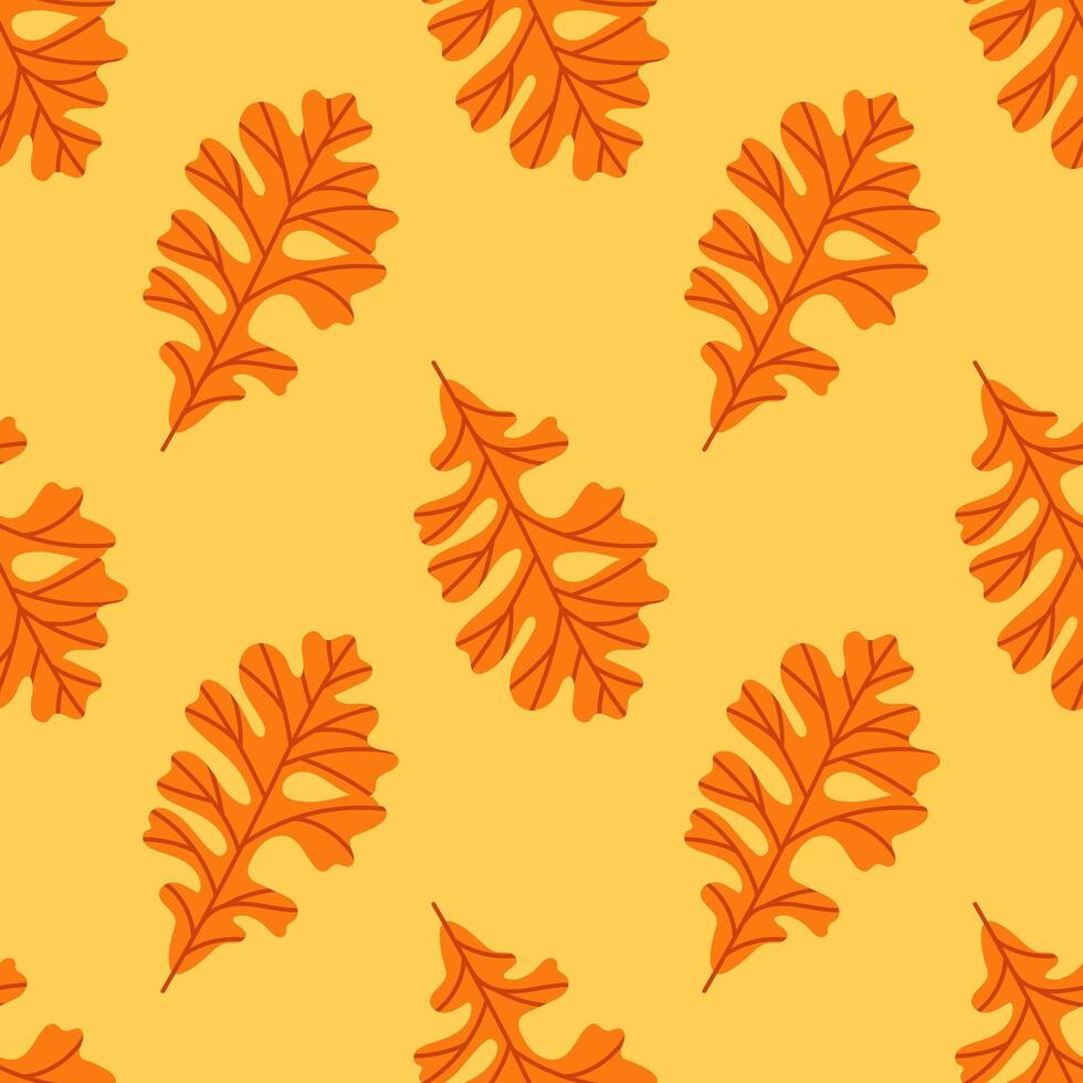 Autumn seamless pattern with leaf of tree. Cozy fall vibe. For school theme, textile, fabric, wallpaper and other design. vector
