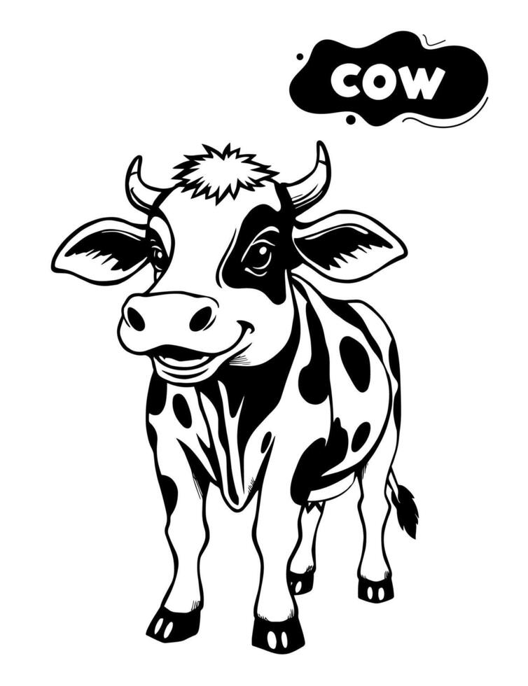 148 cow illustration model for coloring vector