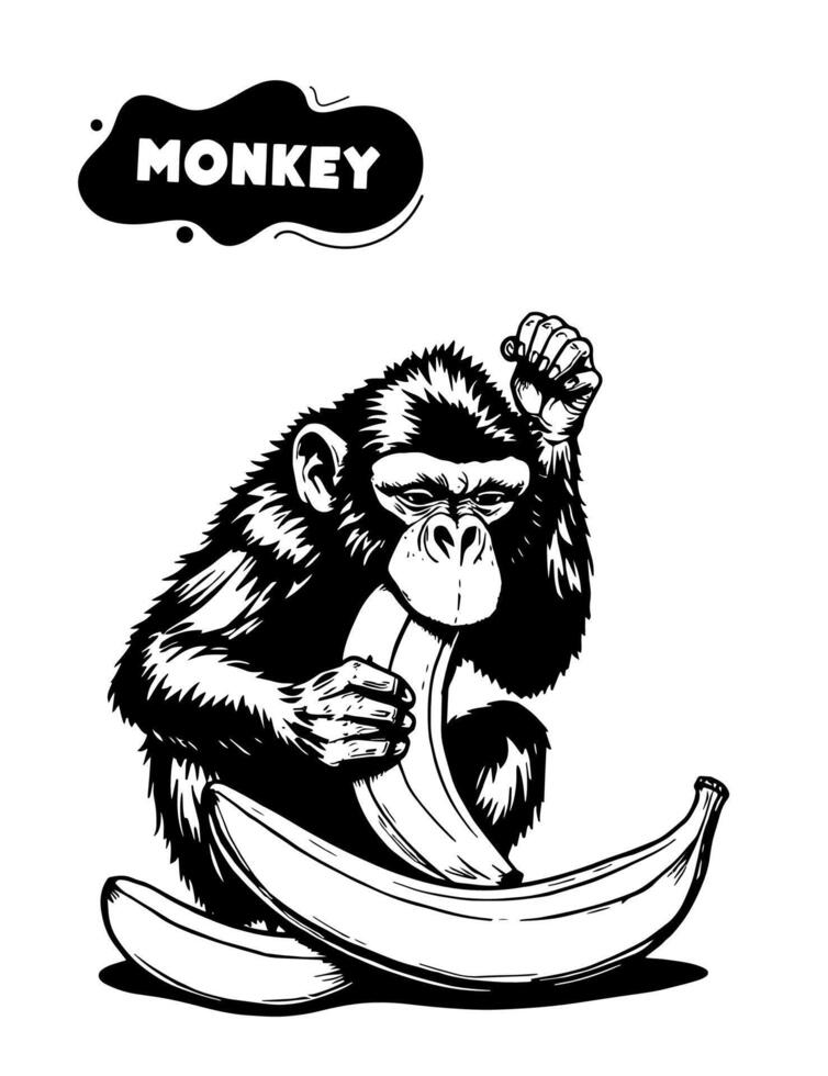 156 monkey illustration model for coloring vector