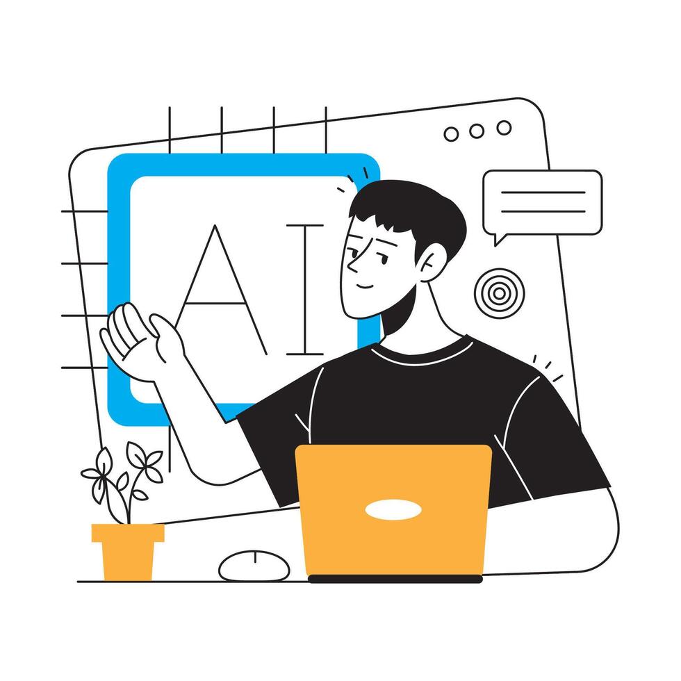 Man Presenting Artificial Intelligence Concept vector